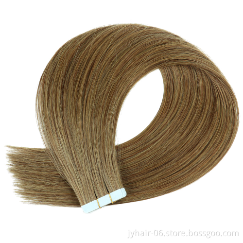Double drawn thick Russian virgin Tape hair extension Unprocessed Pre-Bonded remy human Tape hair extension